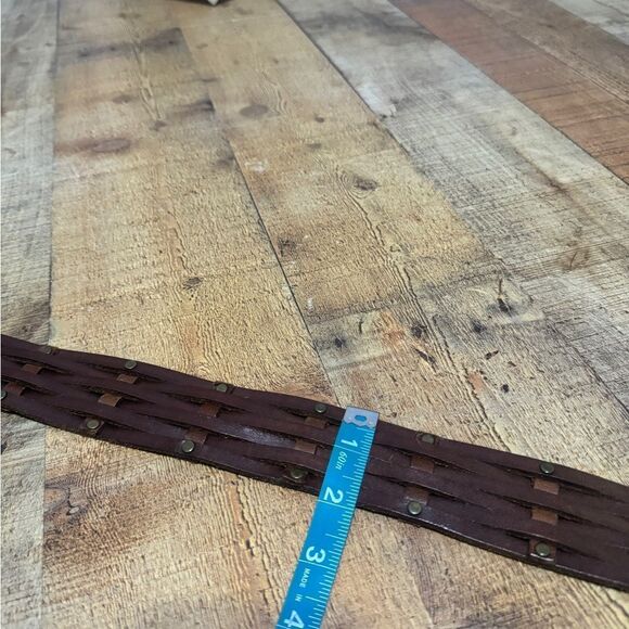 HOLLISTER - Women's Belt - BROWN Leather - LEATHER STRIPS DESIGN - Size M - Picture 3 of 14